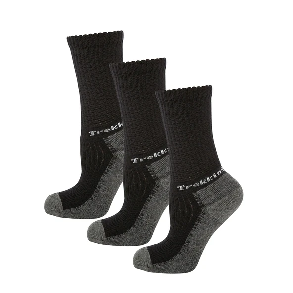 Thermoform Trekking Extra Dolgulu, Darbe Emici Kışlık Unisex Çocuk Çorap 3'lü Paket Siyah ürün görseli 1