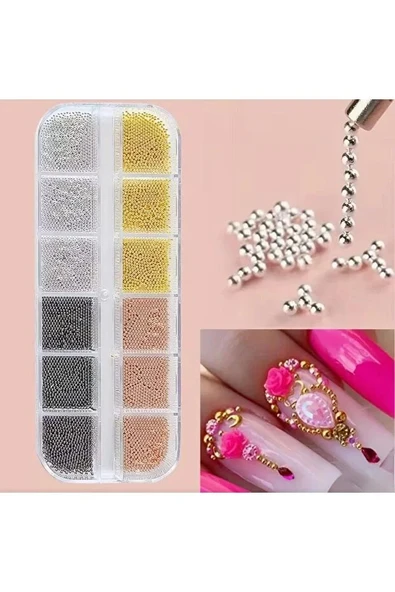 Fontenay 12'li Havyar Tırnak Taş Süsleme Nail Art Boncukları 4 Renk ürün görseli 1