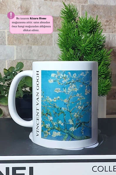 Vincent Van Gogh - Tarihi Sanat Tasarımlı Almond Blossom Baskılı Porselen Kupa Bardak ürün görseli 1