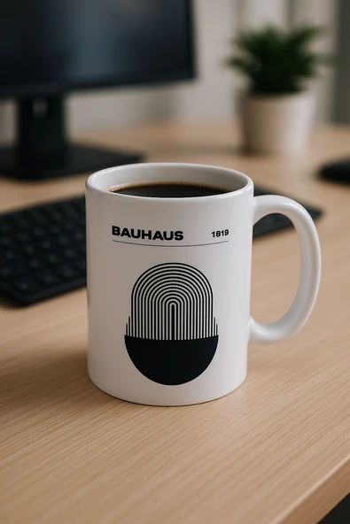 PRYDESIGN Bauhaus Esintisi Seramik Kupa - Resim 3