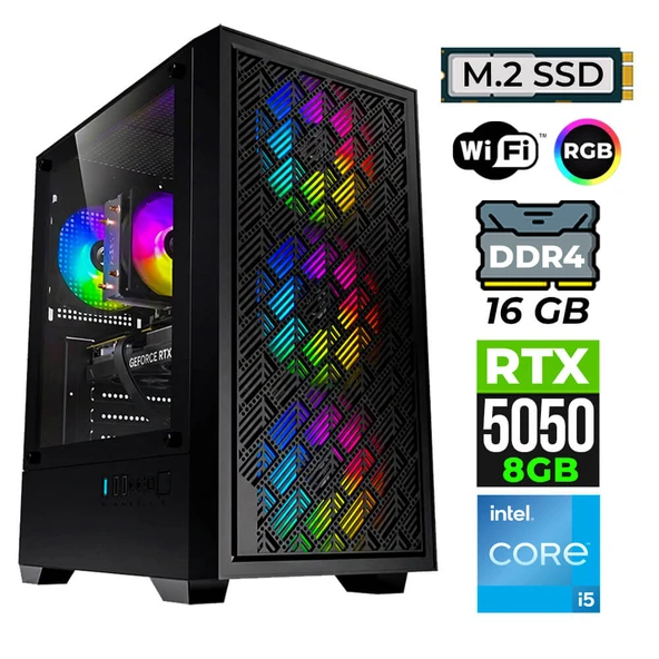 Xaser BladeX90 Intel I5 12400F 16GB Ram 512GB M.2 NVMe SSD 8GB RTX5050 Oyuncu Tavsiye Sistem ürün görseli 1