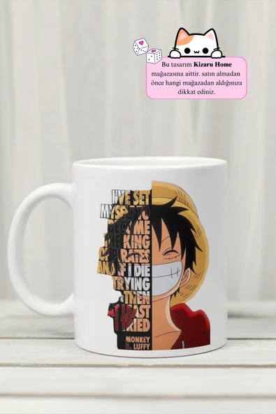 One Piece - Luffy Anime Tasarım Baskılı Porselen Kupa Bardak ürün görseli 1