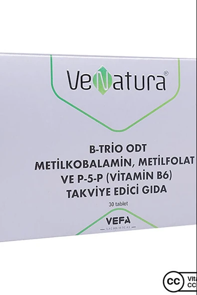 Venatura B-Trio ODT Metilkobalamin Metil Folat ve Vitamin B6 30 Tablet ürün görseli 1