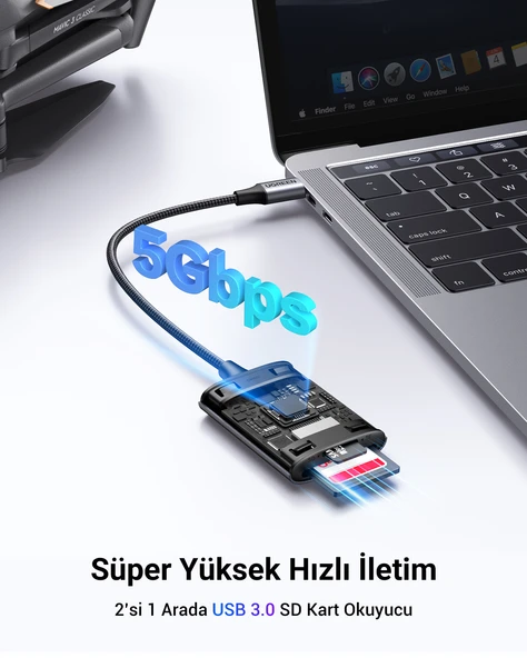 UGREEN Type-C to SD ve Micro SD Kart Okuyucu Adaptör, 80888 - Resim 2