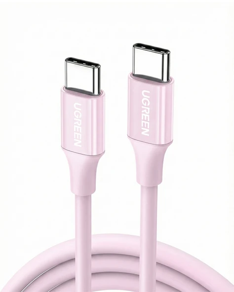 UGREEN USB-C 60W 3A QC PD Hızlı Şarj Kablosu, 1 Metre, Pembe, 65124 ürün görseli 1