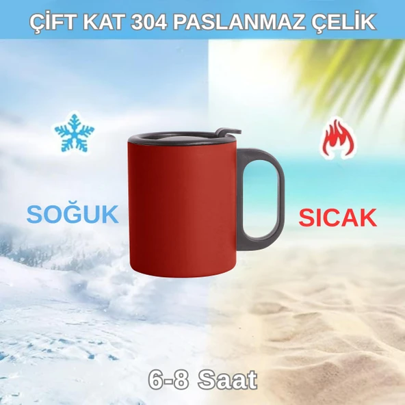 Paslanmaz Çelik Mug, Paslanmaz Çelik Termos Bardak-300 ml - Resim 7