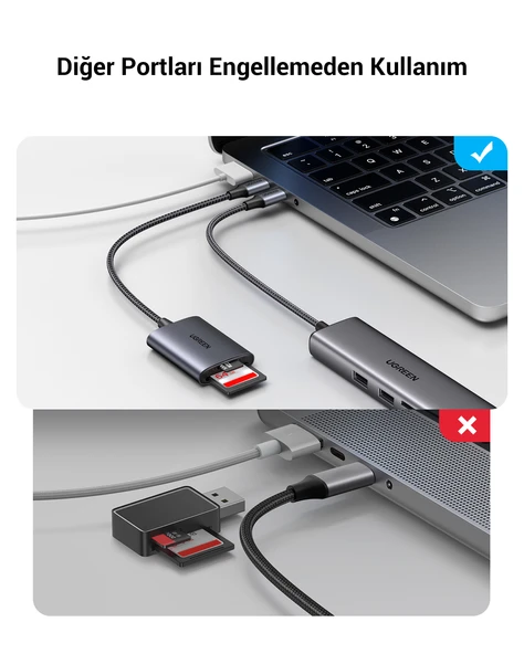 UGREEN Type-C to SD ve Micro SD Kart Okuyucu Adaptör, 80888 - Resim 5