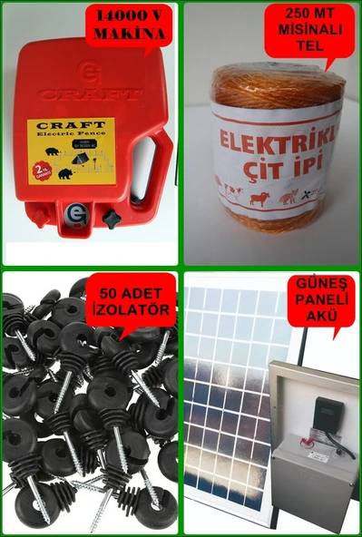 2.5 DÖNÜME GÖRE GÜNEŞ PANELLİ SET 14KW MİSİNALI TELLİ DOMUZ KOVUCU AYI KOVUCU ürün görseli 1