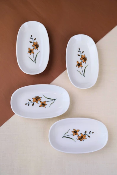 Tabak Evi Porselen Azelya Oval Kayık Tabak 15x8,5x2cm 4 Parça ürün görseli 1