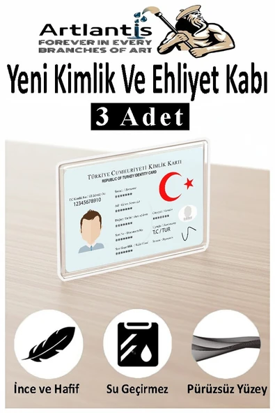 Kimlik Ehliyet Kabı Şeffaf 3 Adet Yumuşak Esnek Şeffaf Kırılmaz Kredi Kartı Koruyucu Kart Kılıfı Kart Kabı Plastik ürün görseli 1