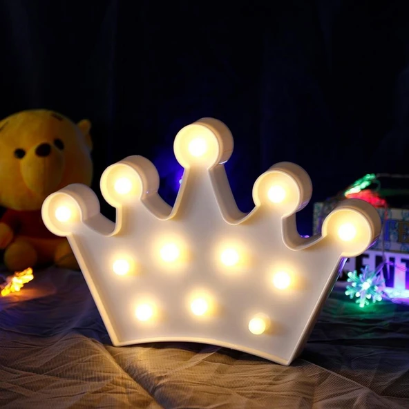 3D Dekoratif Pilli Kraliçe Tacı Model Led Masa ve Gece Lambası (2818) ürün görseli 1