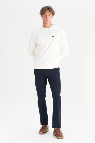 Erkek Patch Logo Sweatshirt Worn White Worn White M - Resim 3