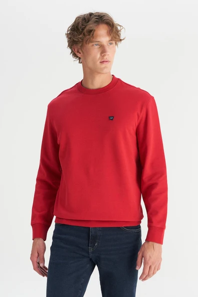 Erkek Patch Logo Sweatshirt Red Red S ürün görseli 1
