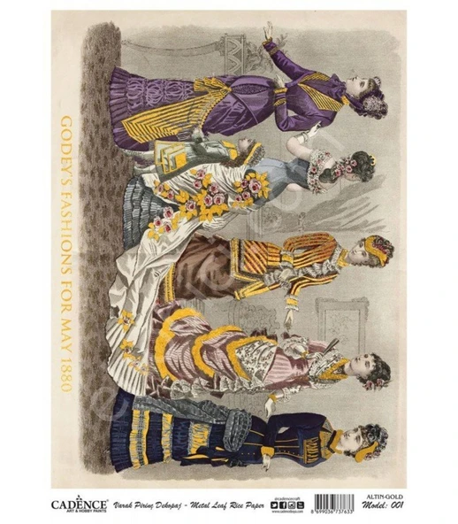 Cadence Desenli Altın Varak Pirinç Dekoapaj Kağıdı - Model 001 ürün görseli 1