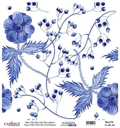 Dünyanın Mavi Tonları Pirinç Dekopaj Kağıdı - K-021 ürün görseli 1
