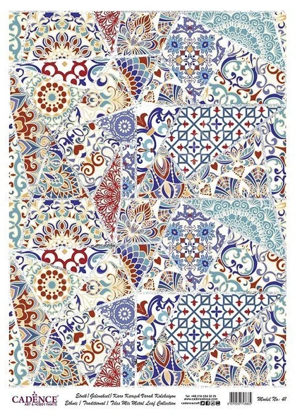 Cadence Desenli Gümüş Varak Pirinç Dekoapaj Kağıdı - Model 041 ürün görseli 1