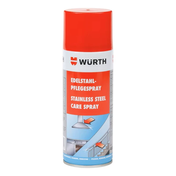 WÜRTH Paslanmaz Çelik Bakım Spreyi 400ML - Metal Yüzeyler İçin Profesyonel Temizlik ve Koruma ürün görseli 1