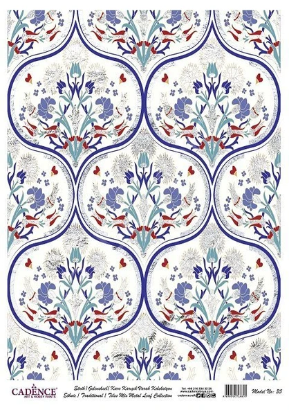 Cadence Desenli Gümüş Varak Pirinç Dekoapaj Kağıdı - Model 035 ürün görseli 1