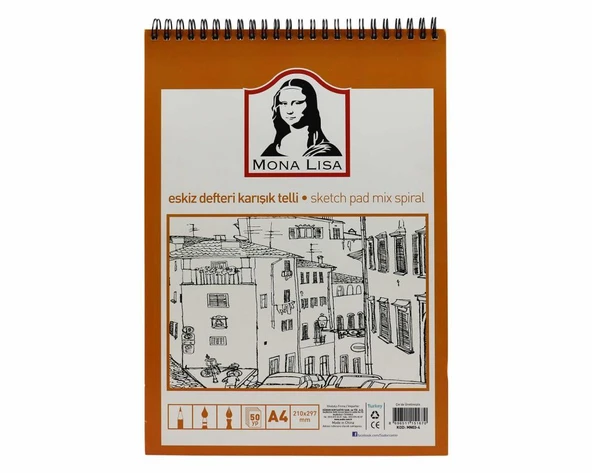 Eskiz Defteri Mona Lisa Karışık Telli A4 ürün görseli 1