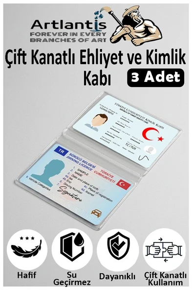 Çift Kanatlı Ehliyet Ve Kimlik Kabı 3 Adet Şeffaf İnce Kredi Kartı Kabı Ehliyet Kimlik Kılıfı Koruyucu Kılıf Şeffaf ürün görseli 1