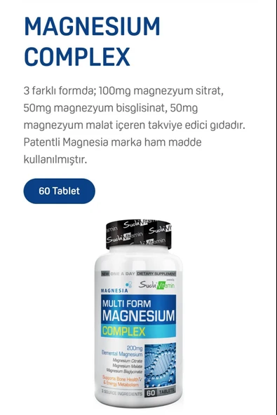 Suda Vitamin Magnesium Complex 60 Tablet - Resim 2