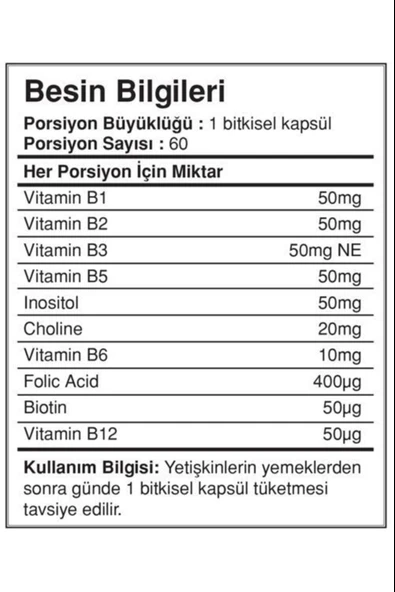Suda Vitamin B-50 Complex 60 Kapsül - Resim 2