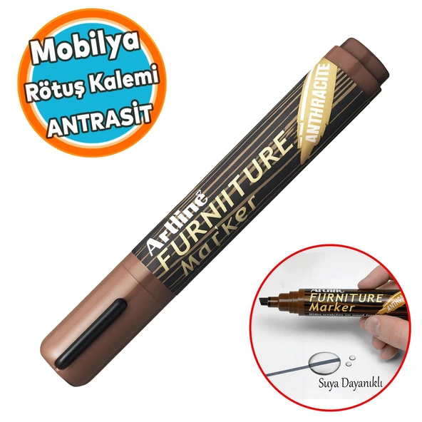 Mobilya Rötuş Kalemi Ahşap Masa Sehpa Dolap Kalem Parke Çizik Giderici Çatlak Kapatıcı Antrasit Renk ürün görseli 1