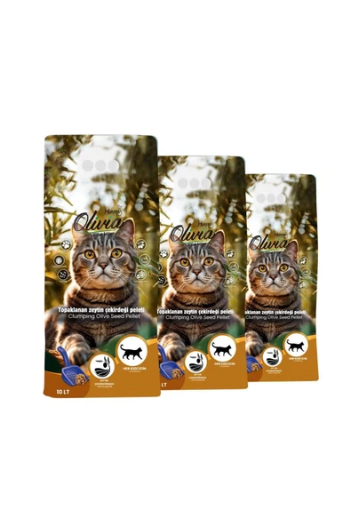 PELET KEDİ KUMU TOPAKLANAN ZEYTİN ÇEKİRDEĞİ PELET KEDİ KUMU 30 LİTRE ürün görseli 1