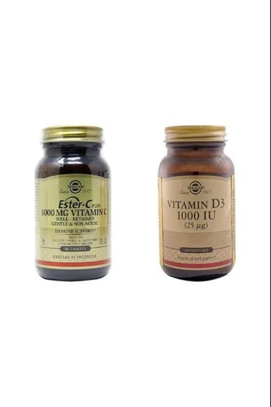Solgar Vitamin D3 1000ıu 100 Kapsül & Solgar Ester C Plus 1000 mg 60 Tablet ürün görseli 1