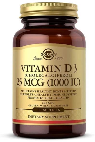 Solgar Vitamin D3 1000ıu 100 Kapsül ürün görseli 1