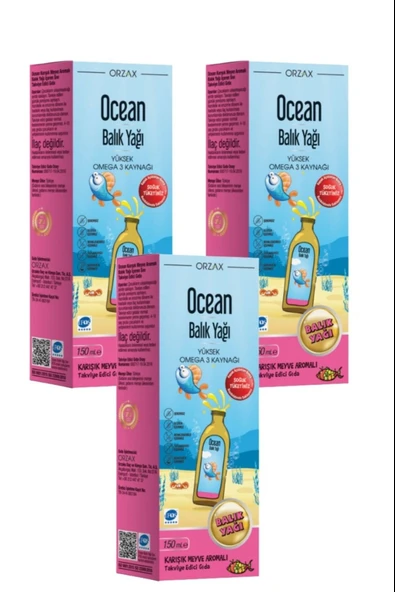 Ocean Tutti Frutti Karışık Meyve Aromalı Balık Yağı Şurup 150 ml 3 Adet ürün görseli 1