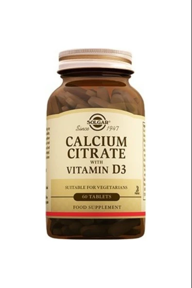 Solgar Calcium Citrate with Vitamin D3 250 mg 60 Tablet ürün görseli 1