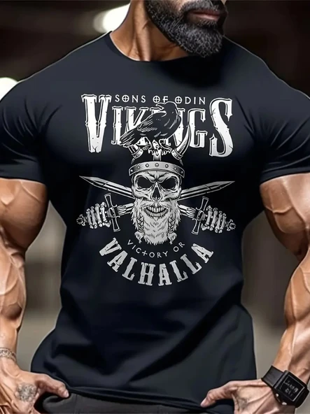 Baskılı Oversize Bisiklet Yaka T-shirt - Siyah ürün görseli 1