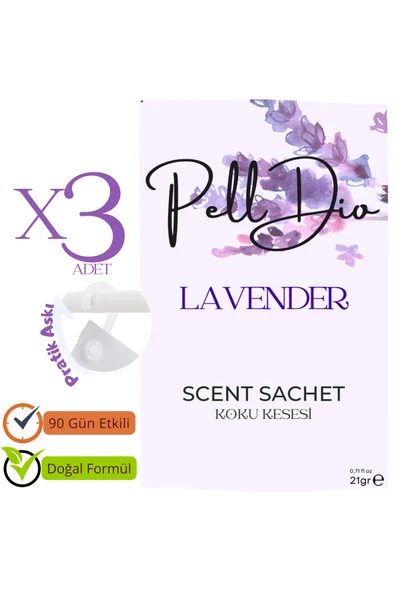 Pelldio 3'lü Lavender Ayakkabılık Dolap Ve Çekmece Parfümlü Kese Kokusu Oda Koku Kesesi ürün görseli 1