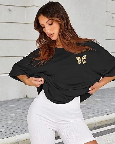 Bisiklet Yaka Baskılı T-shirt - Siyah ürün görseli 1