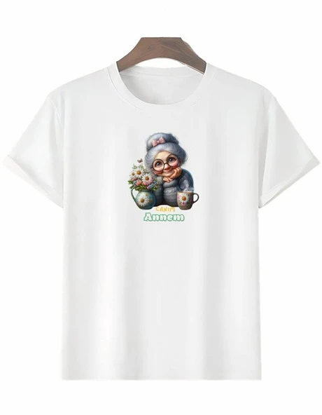 Anneler Gününe Özel Tasarım Canım Annem Baskılı T-shirt - Beyaz ürün görseli 1