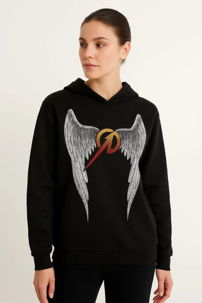 Metallica İki İplik Kapüşonlu Ön Ve Arka Baskılı Hoodie - Siyah ürün görseli 1