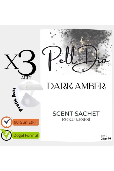 Pelldio 3'lü Dark Amber Ayakkabılık Dolap Ve Çekmece Parfümlü Kese Kokusu Oda Koku Kesesi ürün görseli 1