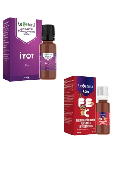 Venatura İyot Damla 25 ml + Venatura Kids Mikroenkapsüle Demir ve Vitamin C 20 ml ürün görseli 1