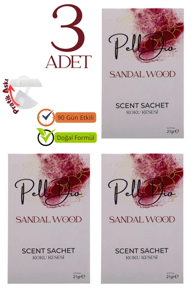 Pelldio 3'lü Sandal Wood Ayakkabılık Dolap Ve Çekmece Parfümlü Kese Kokusu Oda Koku Kesesi ürün görseli 1