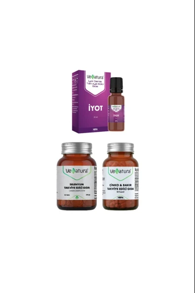 Venatura Selenyum 90 Tablet + Venatura İyot Damla 25 ml + Venatura Çinko & Bakır 60 Kapsül ürün görseli 1