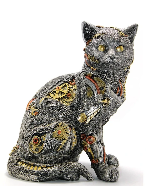 Steampunk Polyester Kedi Figürü Model 2 ürün görseli 1