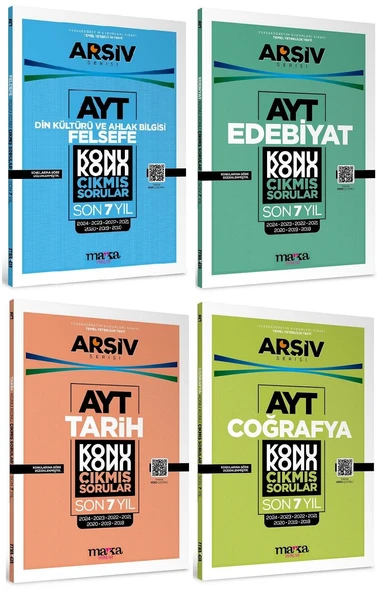 Marka 2025 YKS AYT Sözel Çıkmış Sorular Son 7 Yıl Konu Konu Tıpkı Basım Arşiv Serisi Çözümlü 4 lü Set Marka Yayınları ürün görseli 1