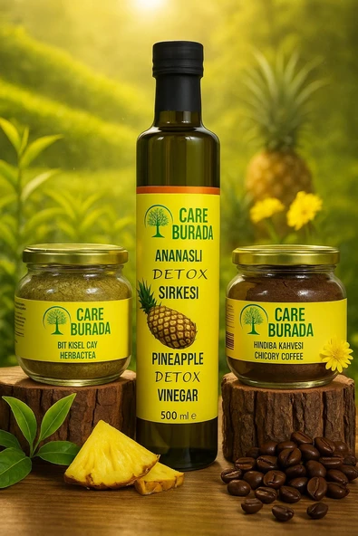 ÇareBurada Detox Seti ( Ananas Sirkesi, Hindiba Kahvesi, Bitkisel Çay ) ürün görseli 1