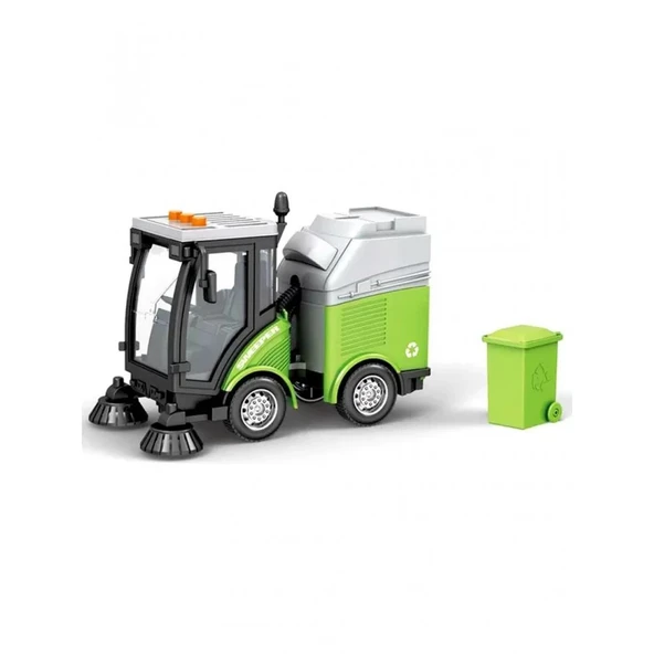 1:16 Sweeper Sesli ve Işıklı Temizlik Aracı - Çöp Arabası Pilli (Yeşil) ürün görseli 1