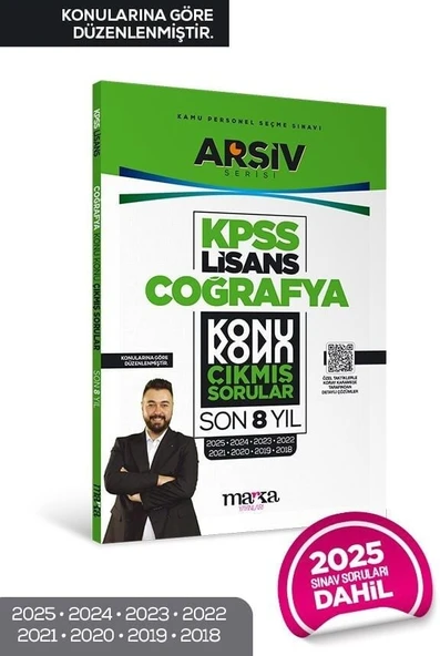 Marka 2026 KPSS Lisans Coğrafya Çıkmış Sorular Son 8 Yıl Konularına Göre Çözümlü ARŞİV Serisi Marka Yayınları ürün görseli 1
