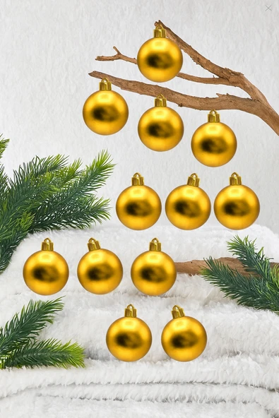 Waldern Yılbaşı Çam Ağacı Süsü Gold Mat 4 Cm Cici Top ürün görseli 1