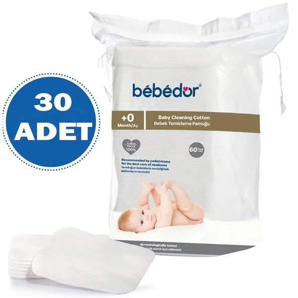 Bebedor Bebek Temizleme Pamuğu 60 lı 30 ADET ürün görseli 1