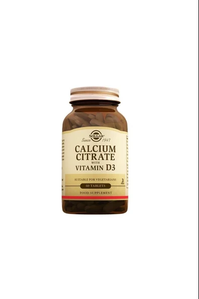 Solgar Calcium Citrate with Vitamin D3 250 mg 60 Tablet ürün görseli 1