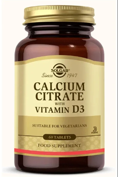 Solgar Calcium Citrate with Vitamin D3 250 mg 60 Tablet ürün görseli 1